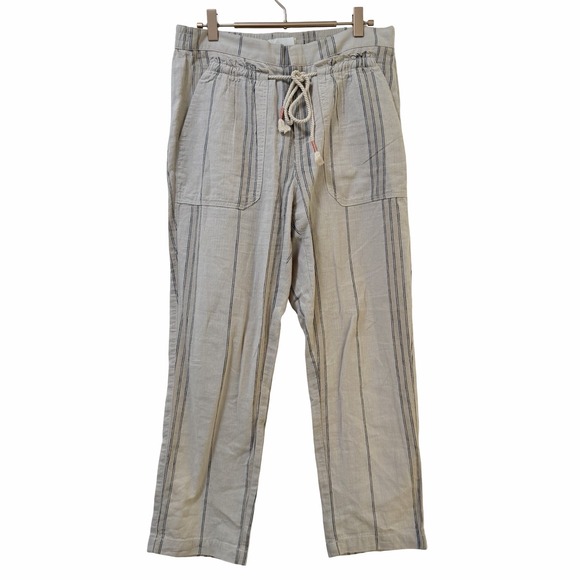 Anthropologie Pants - Anthropologie Seashore Stripe Linen Blend Pants Size SP Neutral Preppy Beachy